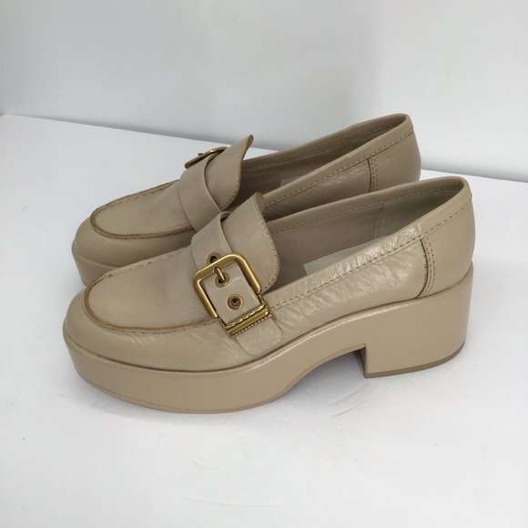 Dolce Vita Yonder Sesame Crinkle Patent Leather Platform Loafer NWOT Size 8 - Picture 2 of 11